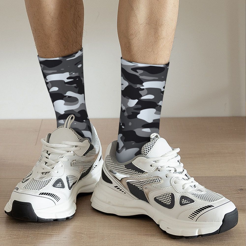 Camo Style Black Military Camouflage Dress Socks Men Women Warm Funny Novelty Crew Socks