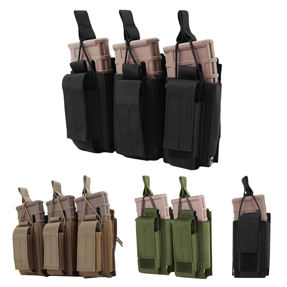 1000D Tactical Double/Triple Mag Pouch Molle Open-Top Triple Magazine Pouch Rifle Carrier Holster for M4 M14 M16 AK