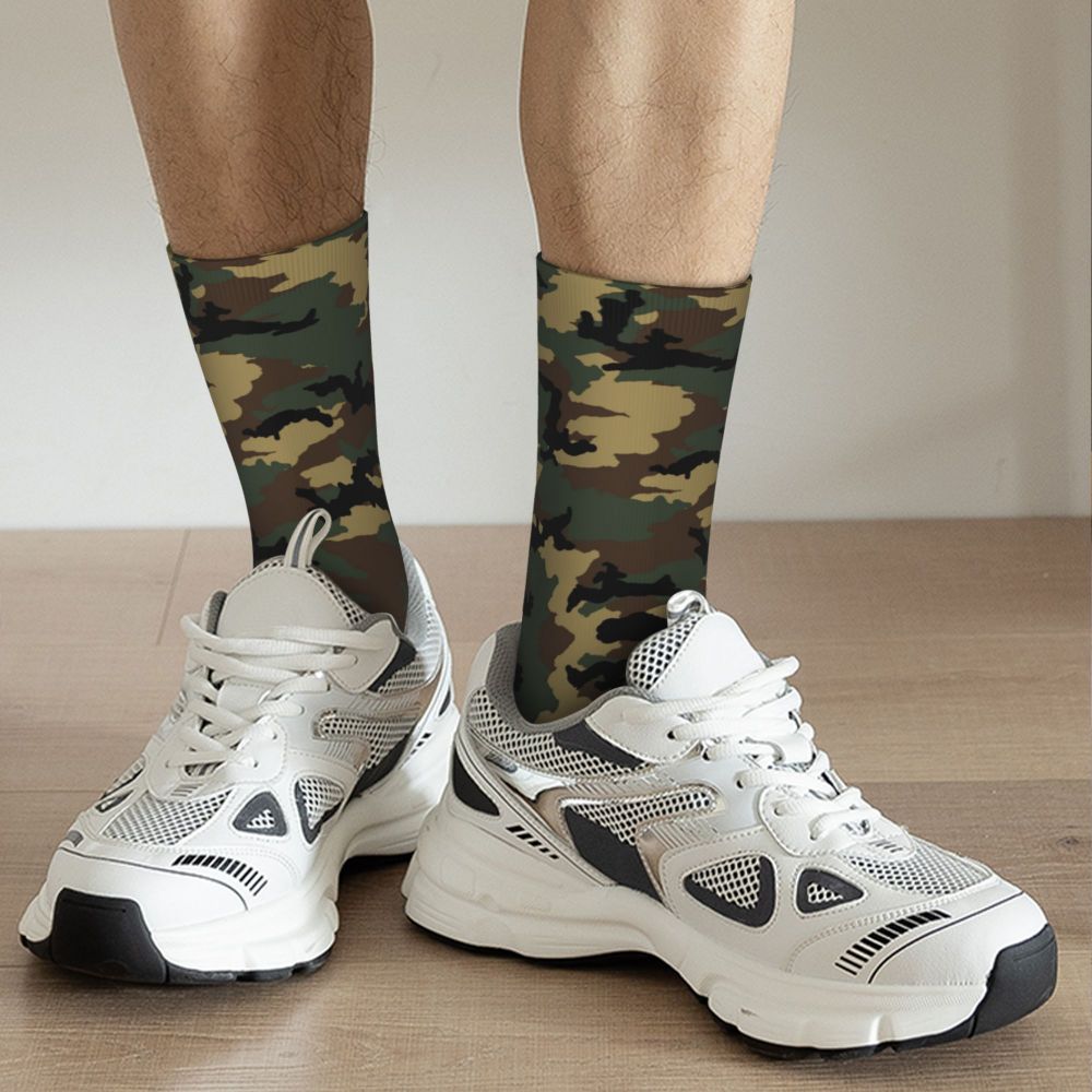 Camo Style Black Military Camouflage Dress Socks Men Women Warm Funny Novelty Crew Socks