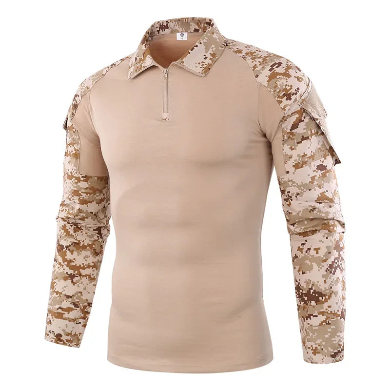 Combat Uniform Shirt Camouflage US Asian Size S-4XL Cargo Sport Tops Airsoft Paintball Tactical Men Camo Waterproof Shirts