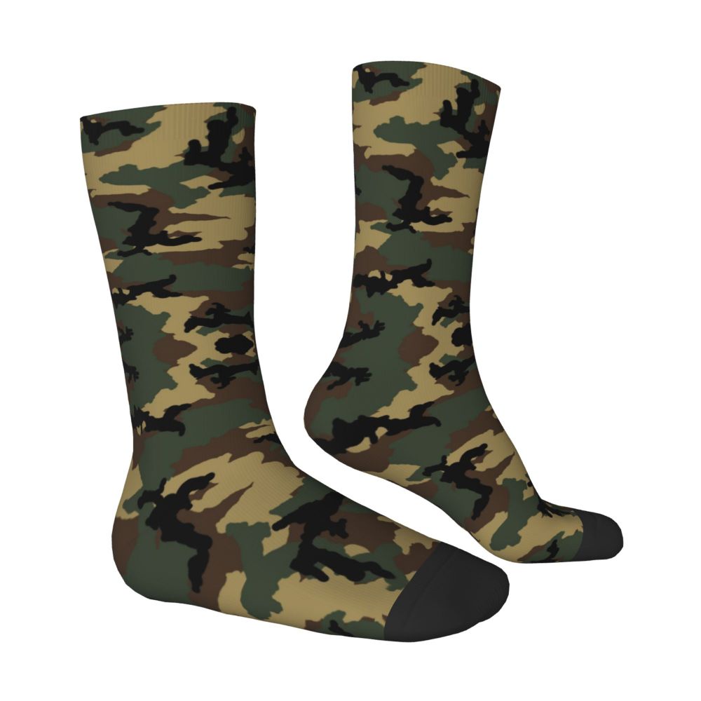 Camo Style Black Military Camouflage Dress Socks Men Women Warm Funny Novelty Crew Socks