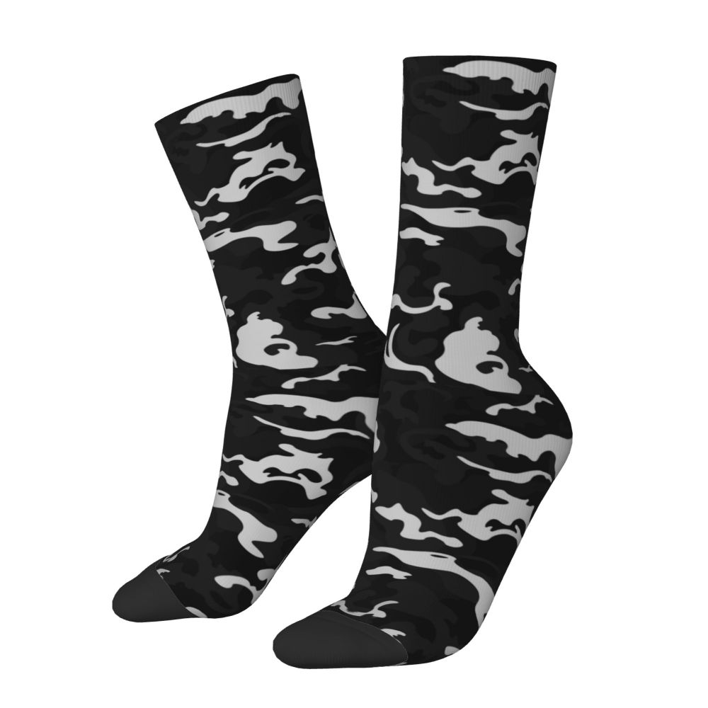 Camo Style Black Military Camouflage Dress Socks Men Women Warm Funny Novelty Crew Socks