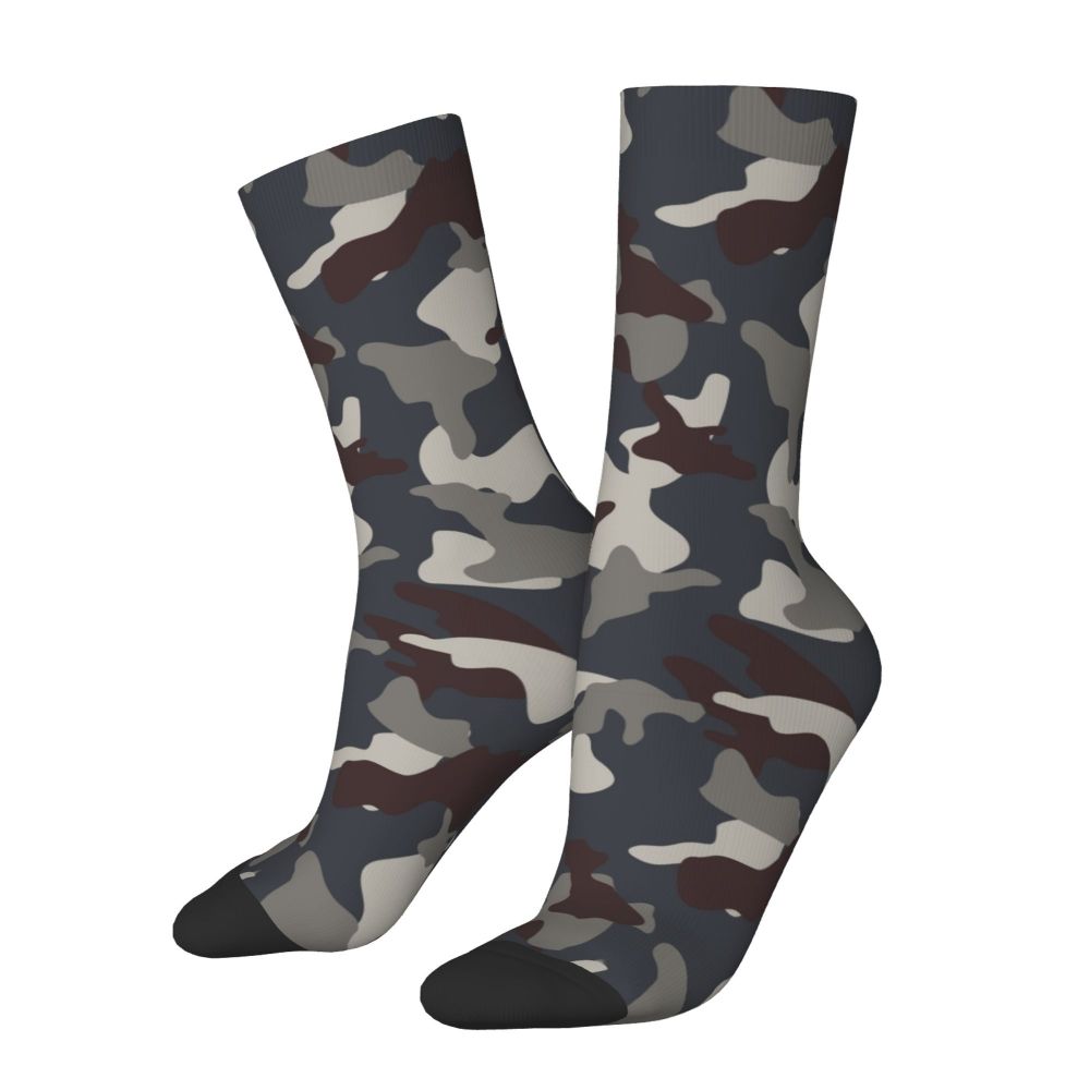 Camo Style Black Military Camouflage Dress Socks Men Women Warm Funny Novelty Crew Socks