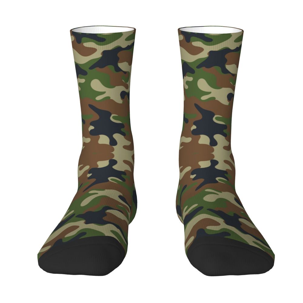 Camo Style Black Military Camouflage Dress Socks Men Women Warm Funny Novelty Crew Socks