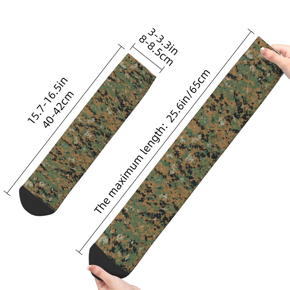 Camo Style Black Military Camouflage Dress Socks Men Women Warm Funny Novelty Crew Socks