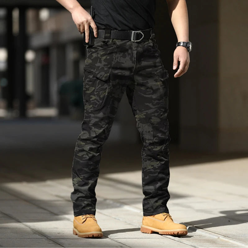 Army Style Camouflage Print Slim Fit Pants Men Fall Leisure Pockets Stretch Trousers Spring Men Casual Straight Long Pant