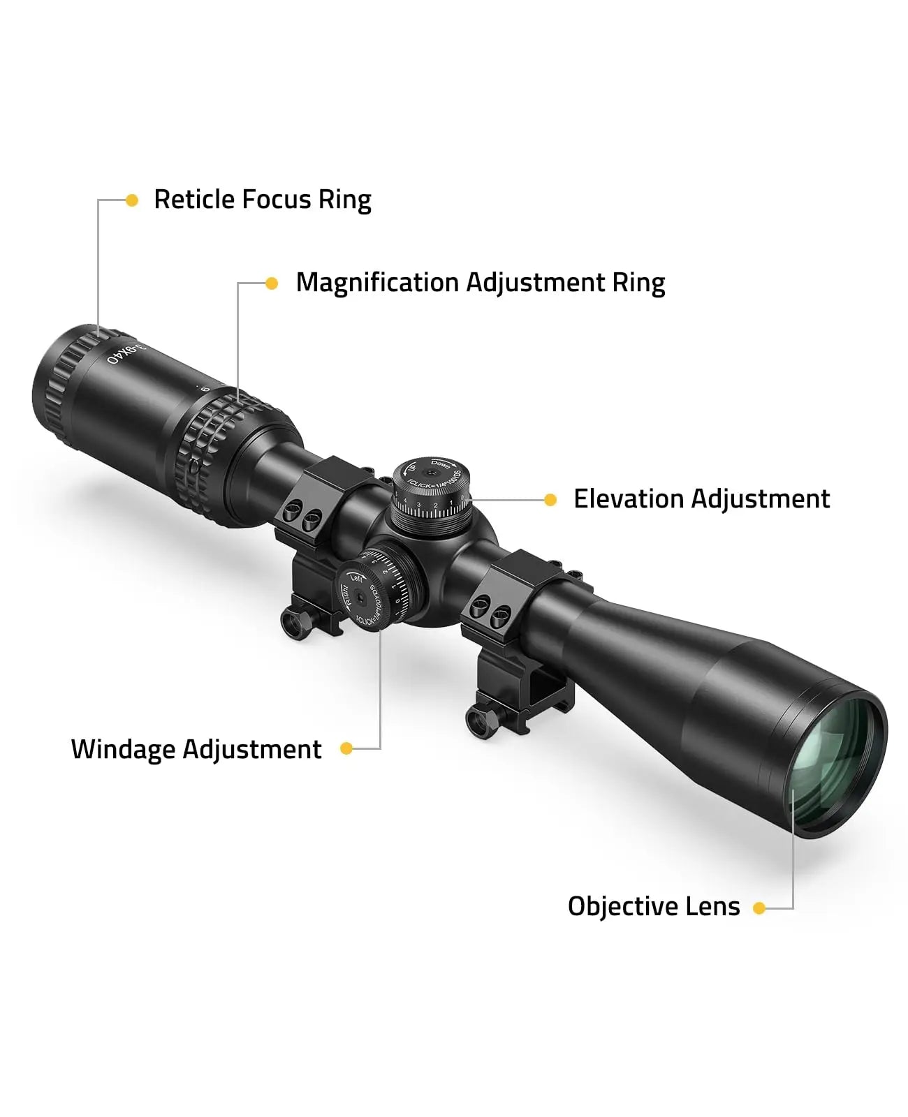 MidTen JackalHowl F02 Rifle Scope 1-inch Tube SFP Rifle Scope with 20mm Rings Second Focal Plane