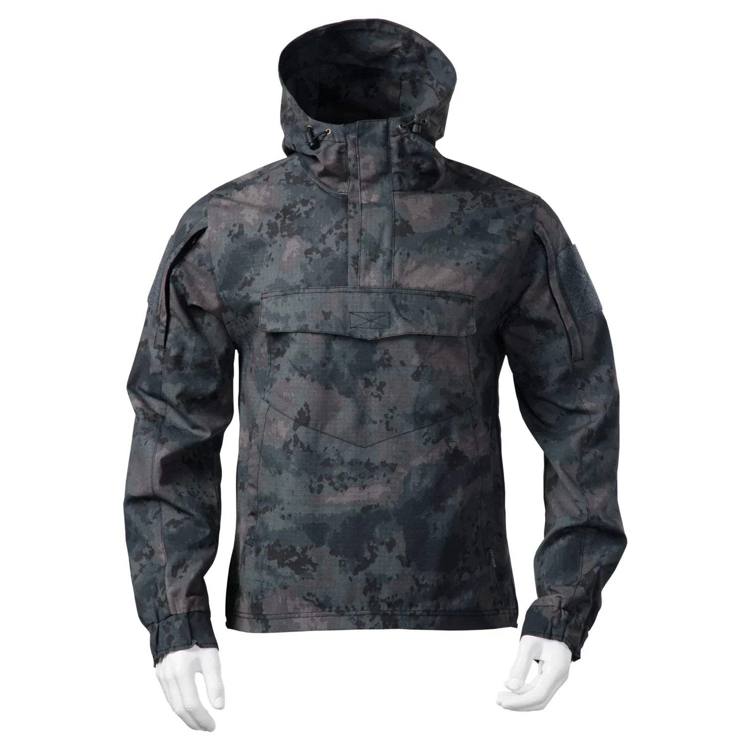 Hooded Combat Windbreaker Mens Quick Drying Wear-resistant Elastic Hunting Pullover Big Pocket Camouflage Tactical Jacket