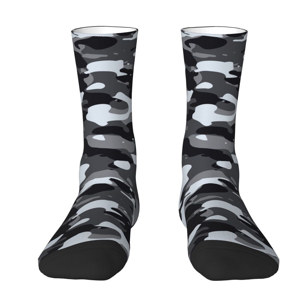 Camo Style Black Military Camouflage Dress Socks Men Women Warm Funny Novelty Crew Socks