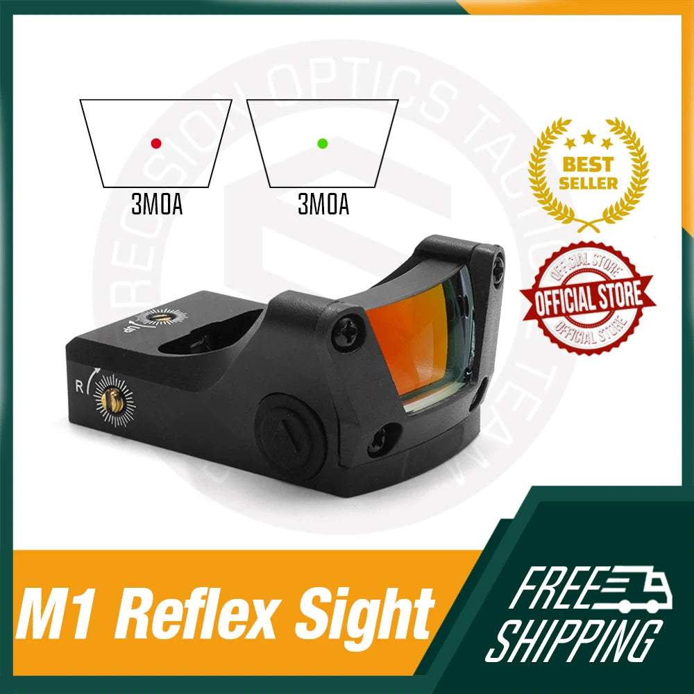 Tactical M1 Reflex Red Dot Airsoft Sight Hunting Scope With Picatinny Rail And Universal Mount Plate FMC Coating Optical Lens