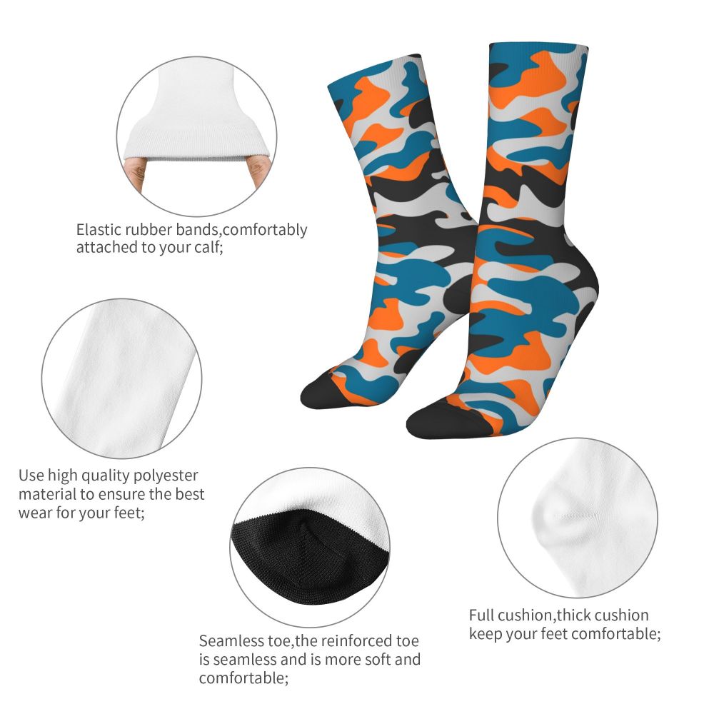 Camo Style Black Military Camouflage Dress Socks Men Women Warm Funny Novelty Crew Socks