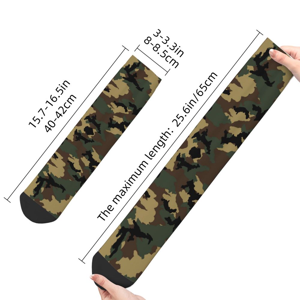 Camo Style Black Military Camouflage Dress Socks Men Women Warm Funny Novelty Crew Socks