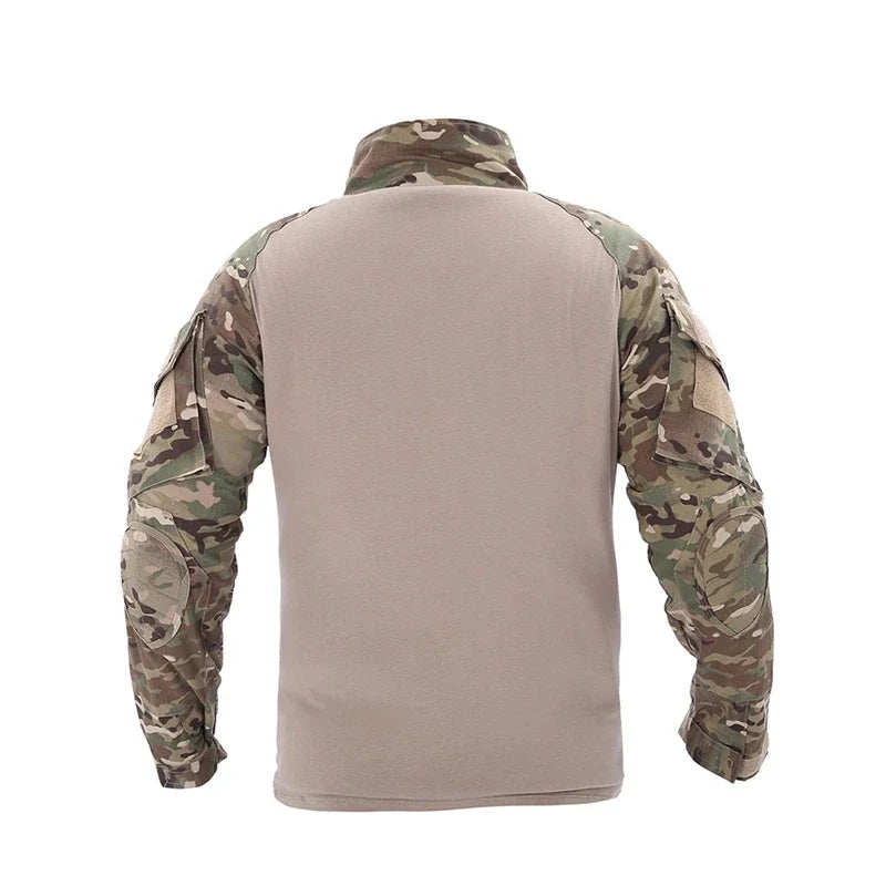 Combat Uniform Shirt Camouflage US Asian Size S-4XL Cargo Sport Tops Airsoft Paintball Tactical Men Camo Waterproof Shirts