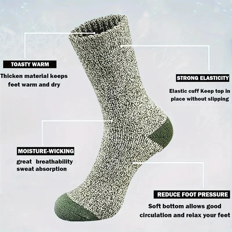 5/10 Pairs of Men's Wool Socks Thickened and Warm Winter Hiking Boots and Socks Moisture Wicking Cold Resistant Outdoor Sports