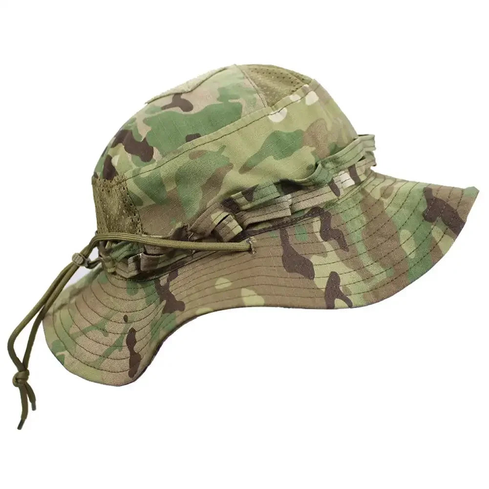 Men's Panama Hat Bucket Hat Tactical Sunscreen Camouflage Outdoor Travel Climbing Fishing Caps Training Beach Men's Hiking Hat