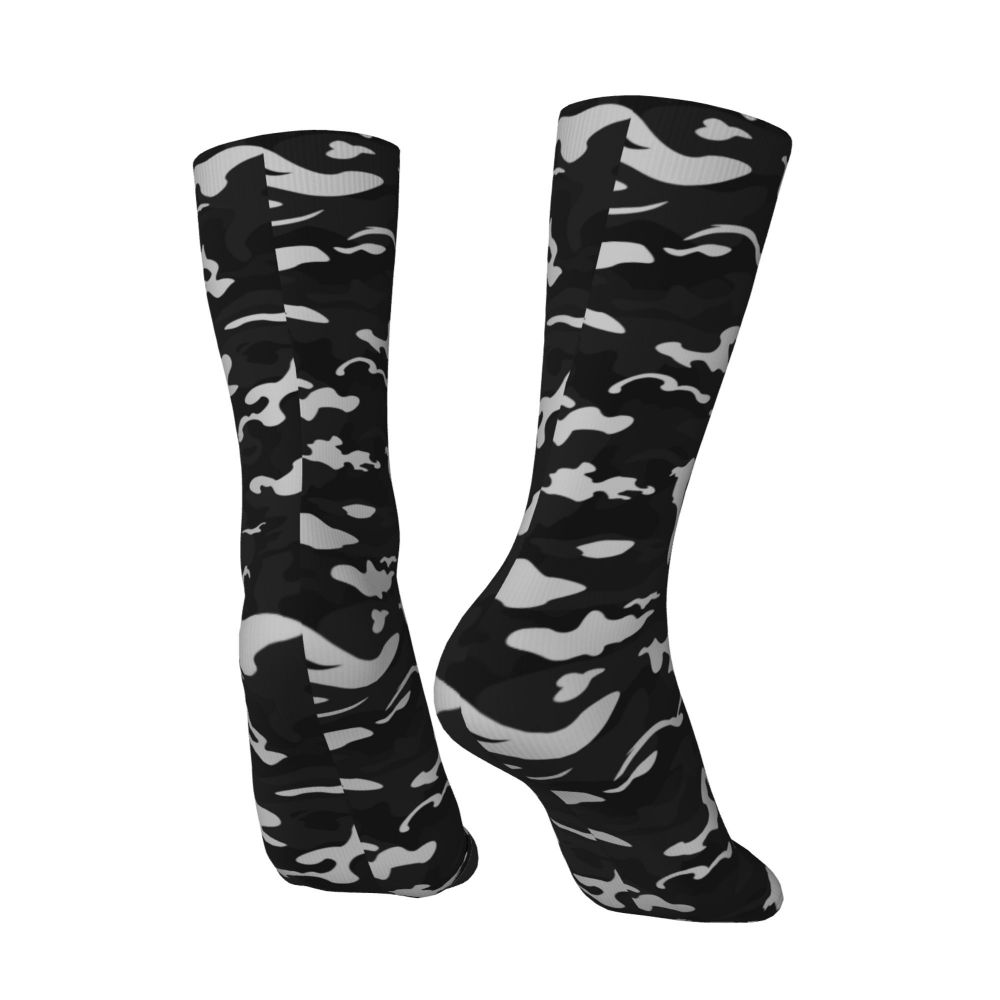 Camo Style Black Military Camouflage Dress Socks Men Women Warm Funny Novelty Crew Socks