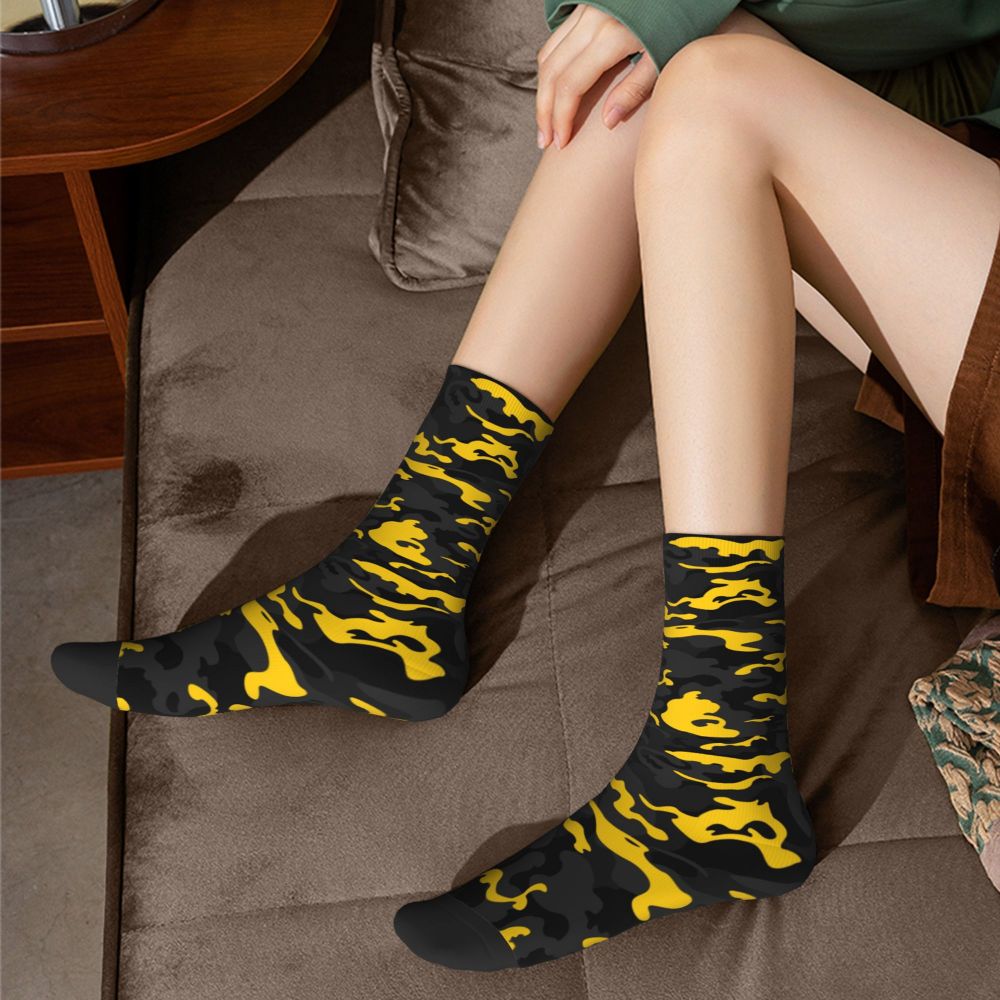 Camo Style Black Military Camouflage Dress Socks Men Women Warm Funny Novelty Crew Socks