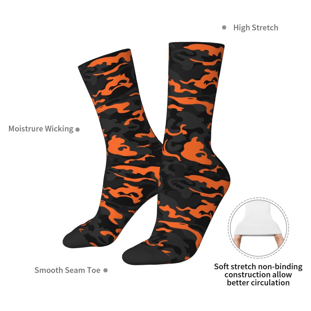 Camo Style Black Military Camouflage Dress Socks Men Women Warm Funny Novelty Crew Socks