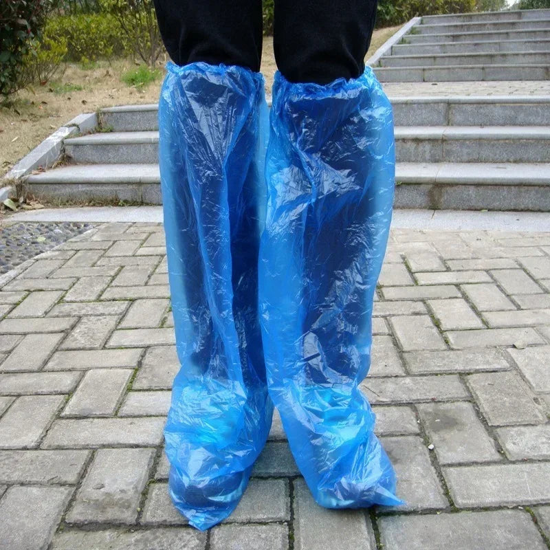 10/25/50pairs Durable Waterproof Thick Plastic Disposable Rain Shoe Covers High-Top Boot Ship Waterproof Pollution Prevention