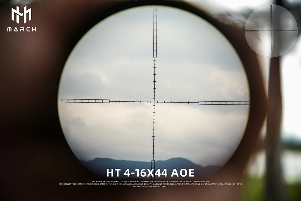 March HT4-16X44AOE Tactical Riflescope Spotting Rifle Scope Hunting Optical Collimator Airsoft Airgun Sight Red Green Cross