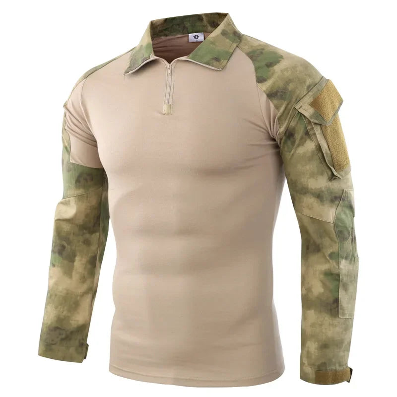 Combat Uniform Shirt Camouflage US Asian Size S-4XL Cargo Sport Tops Airsoft Paintball Tactical Men Camo Waterproof Shirts