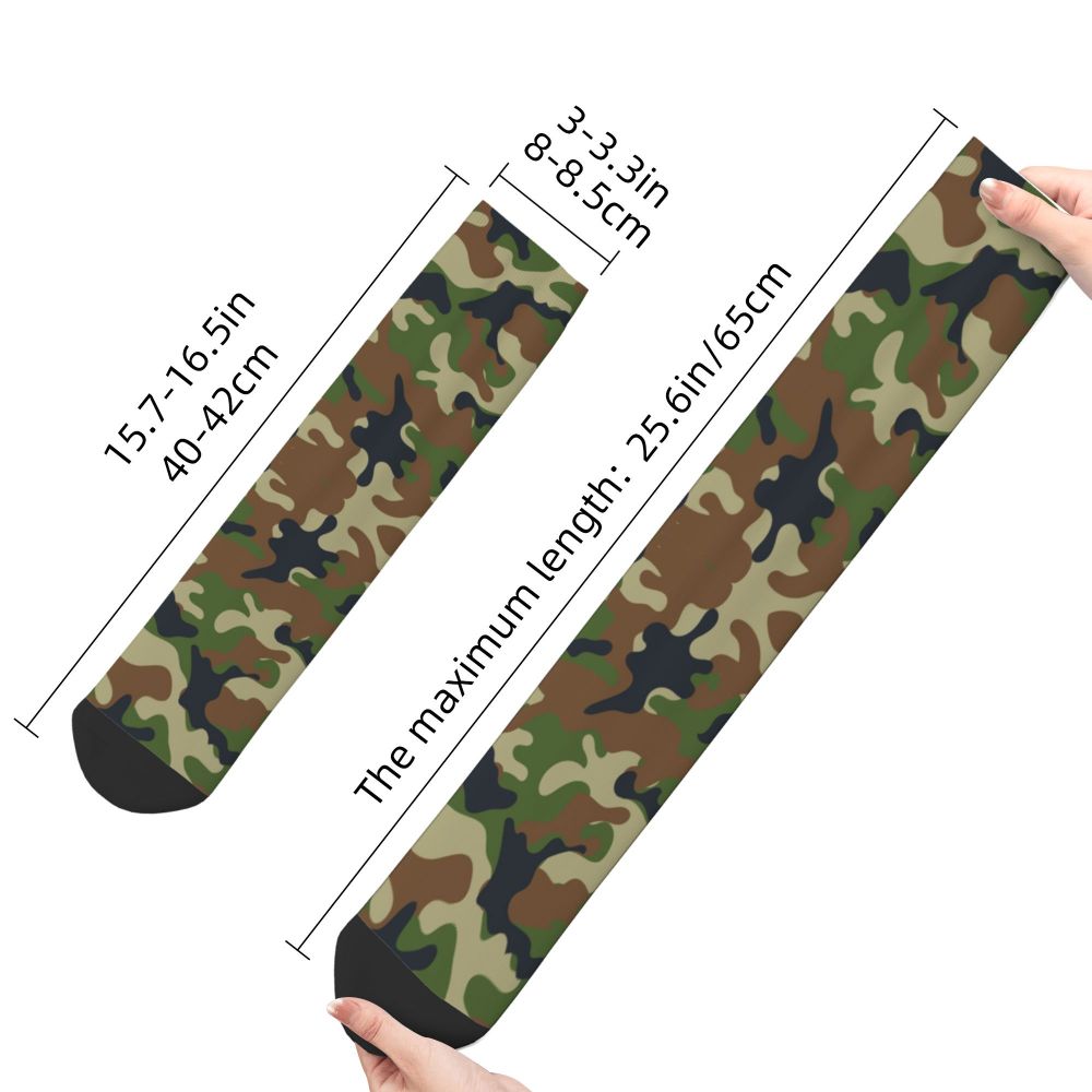 Camo Style Black Military Camouflage Dress Socks Men Women Warm Funny Novelty Crew Socks